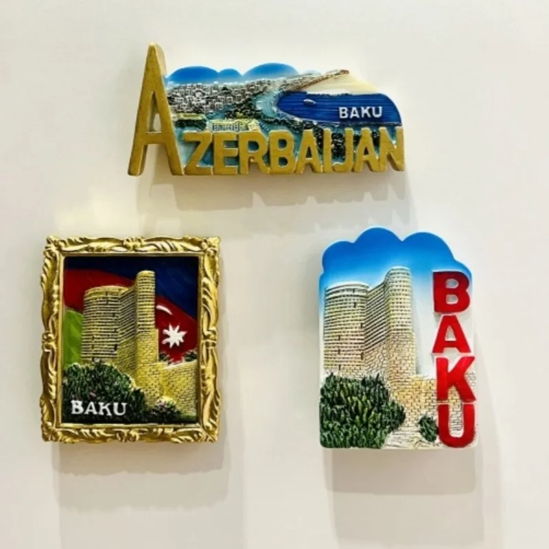 أذربيجان ثلاثية الأبعاد مغناطيس الثلاجة زخرفة تذكارية الراتنج مغناطيس الثلاجة ملصق جمع الحرف اليدوية هدية الديكور #1