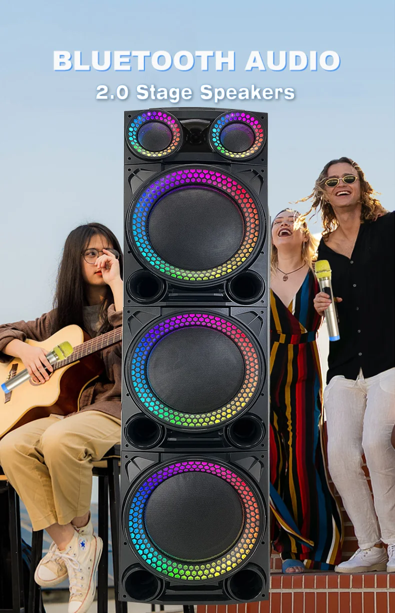 

Professional Stage Wireless Karaoke Amplifier Spike Outdoor Active Bt Speaker With TWS Function
