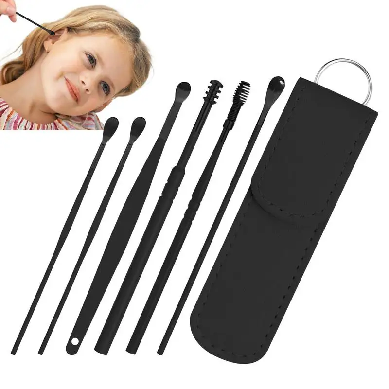 Ear Wax Picker Kit 6pcs/set Earwax Curette Picker Kit Portable Stainless Steel Ear Cleansing Accessories For Women Men To Keep