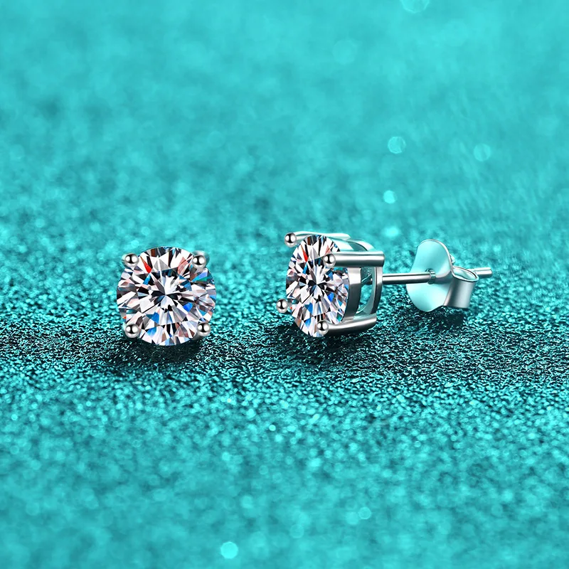 925 Sterling Silber Moissanit Runde Ohrringe 0,5/1/2 Karat Verlobung Hochzeit Tägliches Tragen Party Reise Luxuriöses Geschenk für Frauen – Detail 5