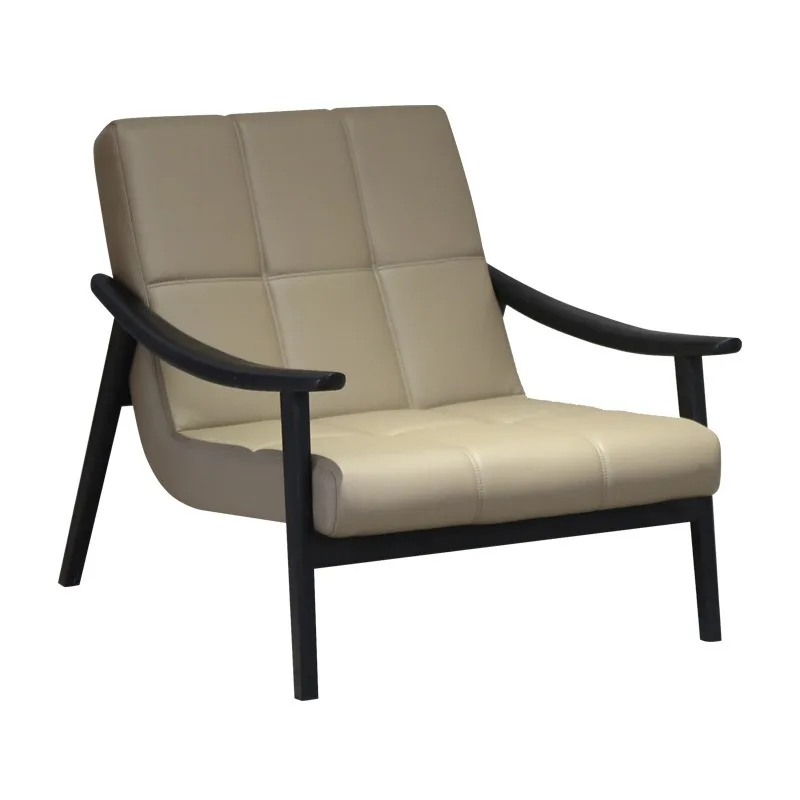 

Italian light luxury single sofa chair living room balcony homestay armrest leather leisure designer