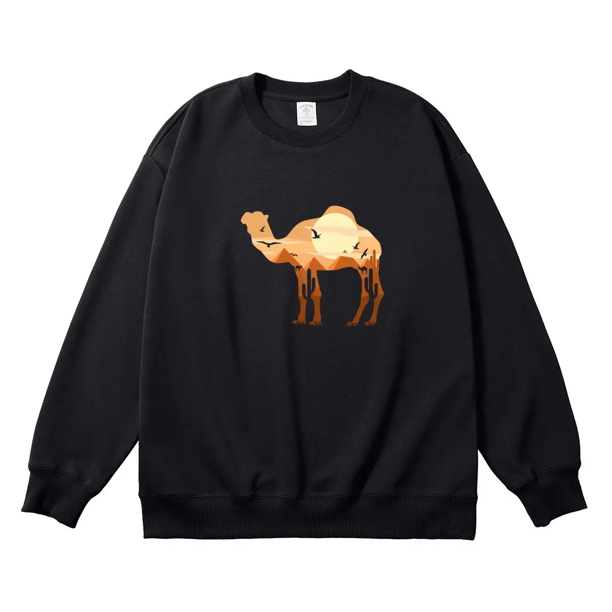 Oversized Women Pullover Desert Camel Graphic Woman Tops Female Sweatshirt Round Neck Long Sleeve Autumn Thick Clothes