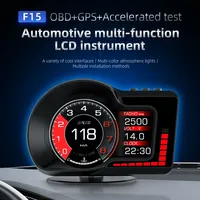 F15 Newest Head Up Display Auto Display OBD2+GPS Smart Car HUD Gauge Digital Odometer Security Alarm Water&Oil Temp