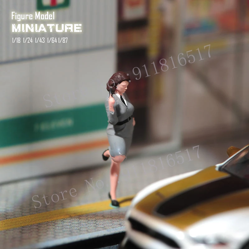 Miniatures 1/87 1/64 1/43 1/24 1/18 Agent Carter Female Figure Street Scene Sand Table Photography Model Toy for Cars Vehicles