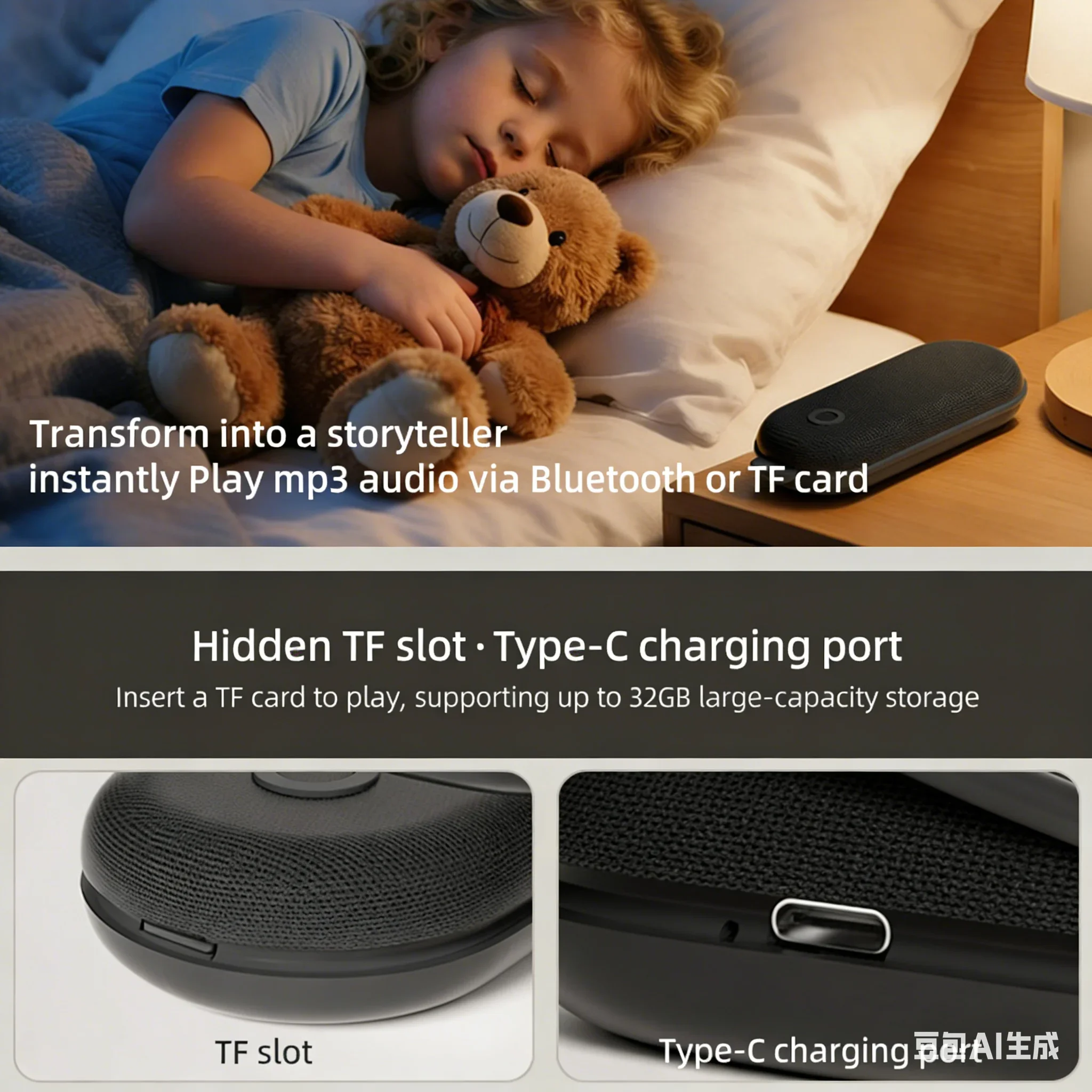 

Мини-портативная Bluetooth-колонка с белым шумом — 6 натуральных звуков сна, 3 таймера, звук HiFi для лучших сна и путешествий