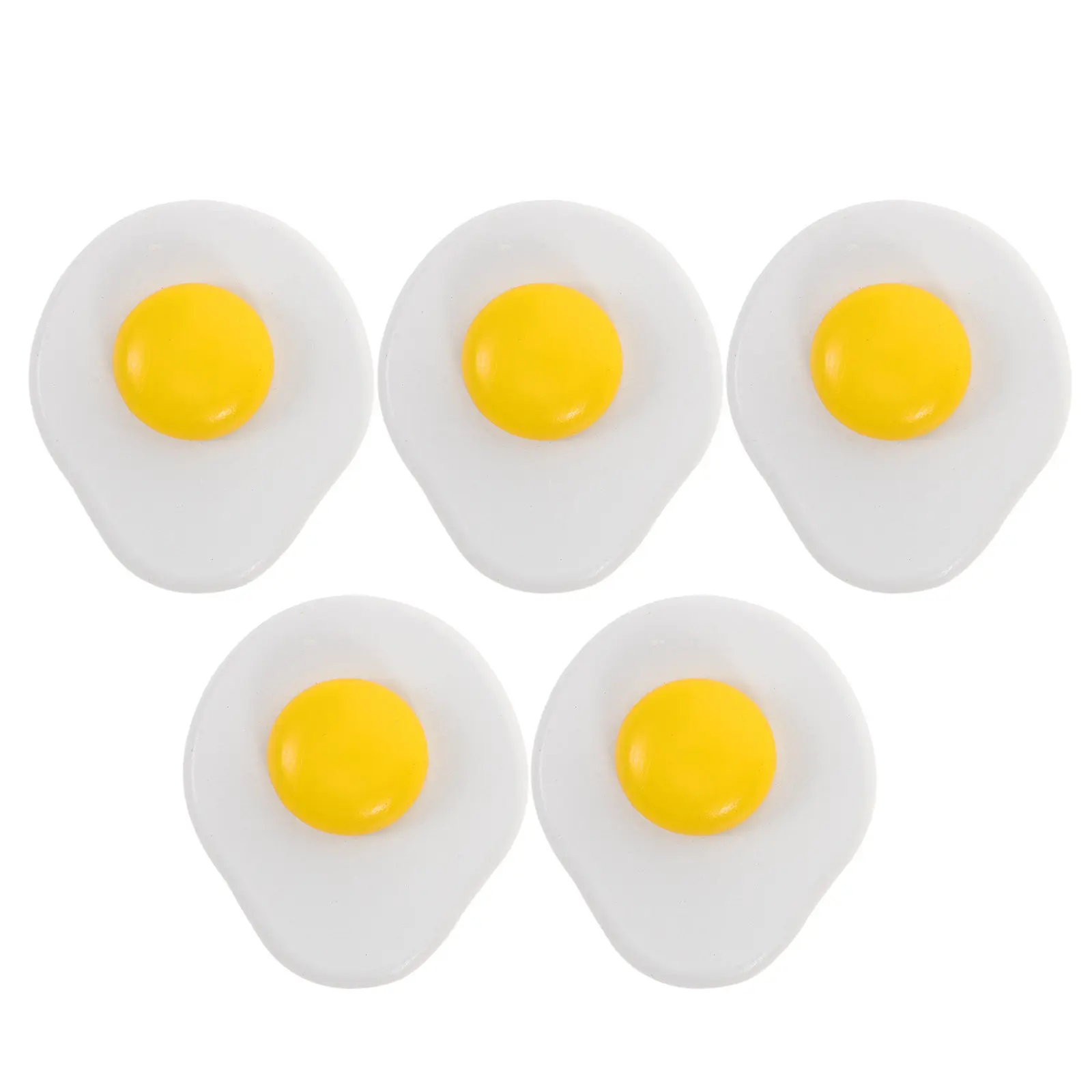 5Pcs Artificial Fried Eggs Wooden Lifelike Realistic Fake Fried Egg Display Props for Play Kitchen Food Photography Classroom