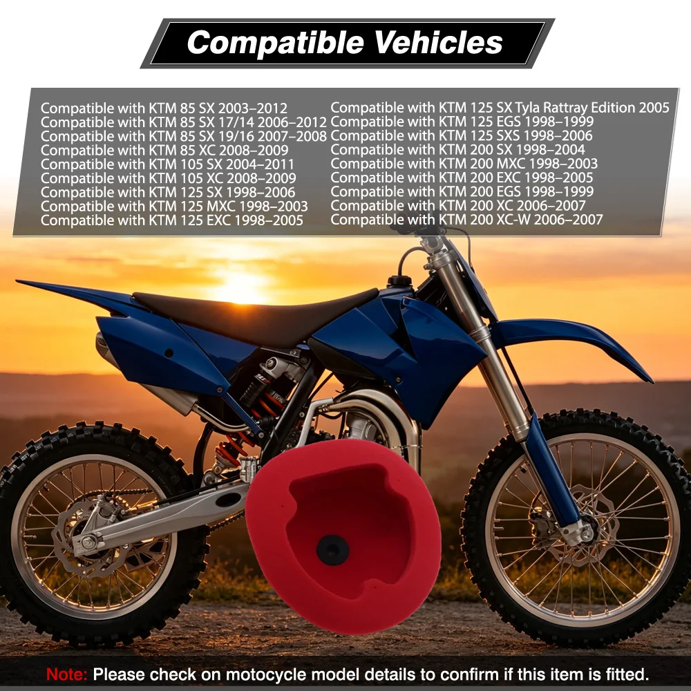 Motorcycle Air Filter Cleaner Element For KTM 85 105 125 200 SX XC 1998 1999 2000 2001 2002 2003-2012 59006015000 50306015000 view 5