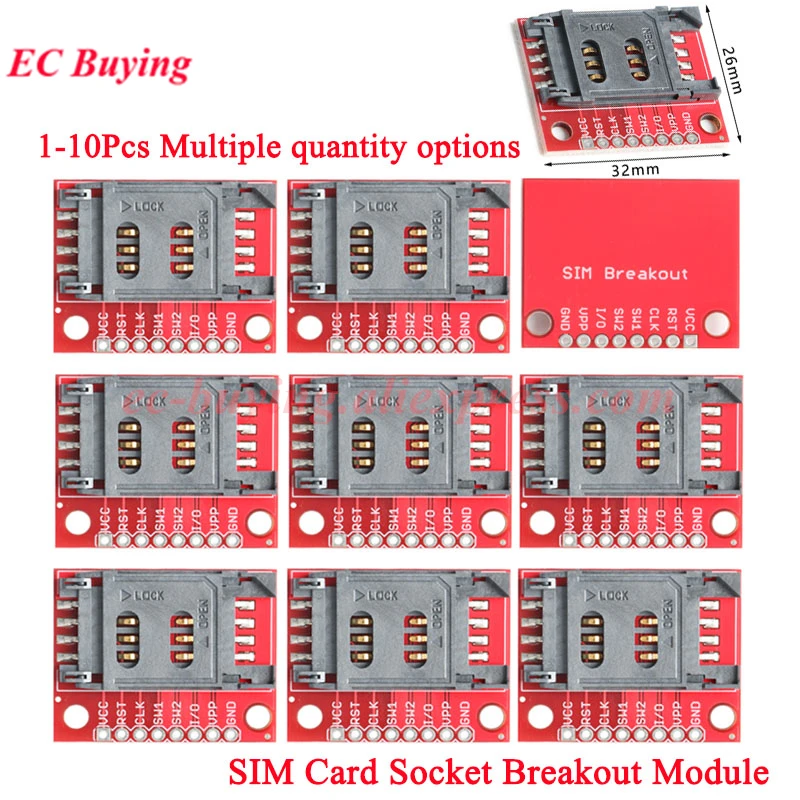 Moduł adaptera gniazda karty SIM z listwą kołkową, płytka PCB, 1-10 sztuk
