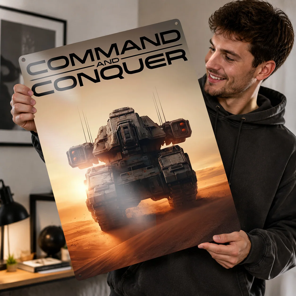 Command and Conquer Tank Personalized 3D Textured Metal Poster Wall Art Tinplate Sign for Bedroom Decorations Decoration Gaming