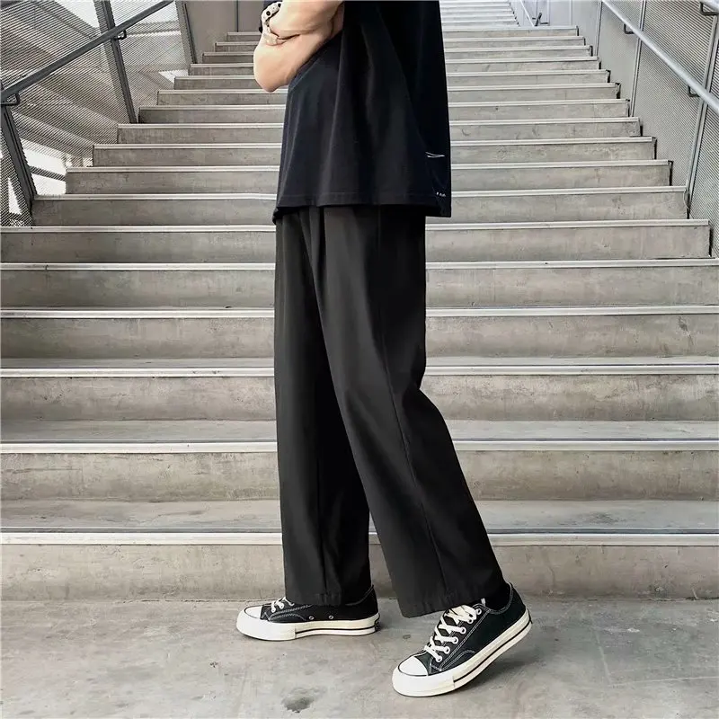 

Мужские широкие брюки длиной 7/8, свободные, прямого кроя, в стиле Хонг Конг и Харадзюку, модные, повседневные, молодежные, летние