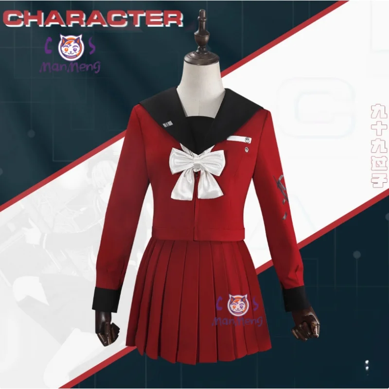 

Tsukumo Kako The Hundred Line -Last Defense Academy- Cosplay Costume Red JK Dress Coat Tie Headwear Halloween Men Women Uniform