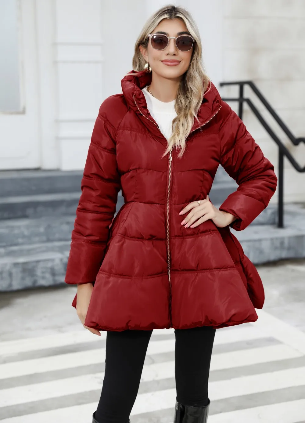 Women's Fitted Turtleneck Mid-Length Thickened Waist-Cinching Cotton-Padded Jacket New Design Coat 2025