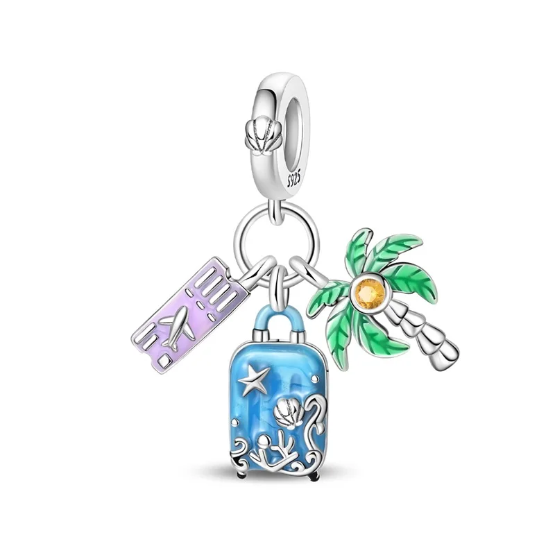 New 925 Sterling Silver Travel Plan Charms Pendant Fit Original Bracelet DIY Ladies Anniversary Jewelry