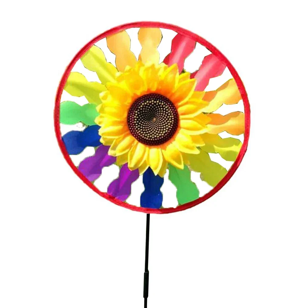 Garden Sunflower Windmill Whirling Wind Spinner Kids Toy Gifts Sunflower-shape Windmill Garden Park Outdoor Decoration 28*50 Cm