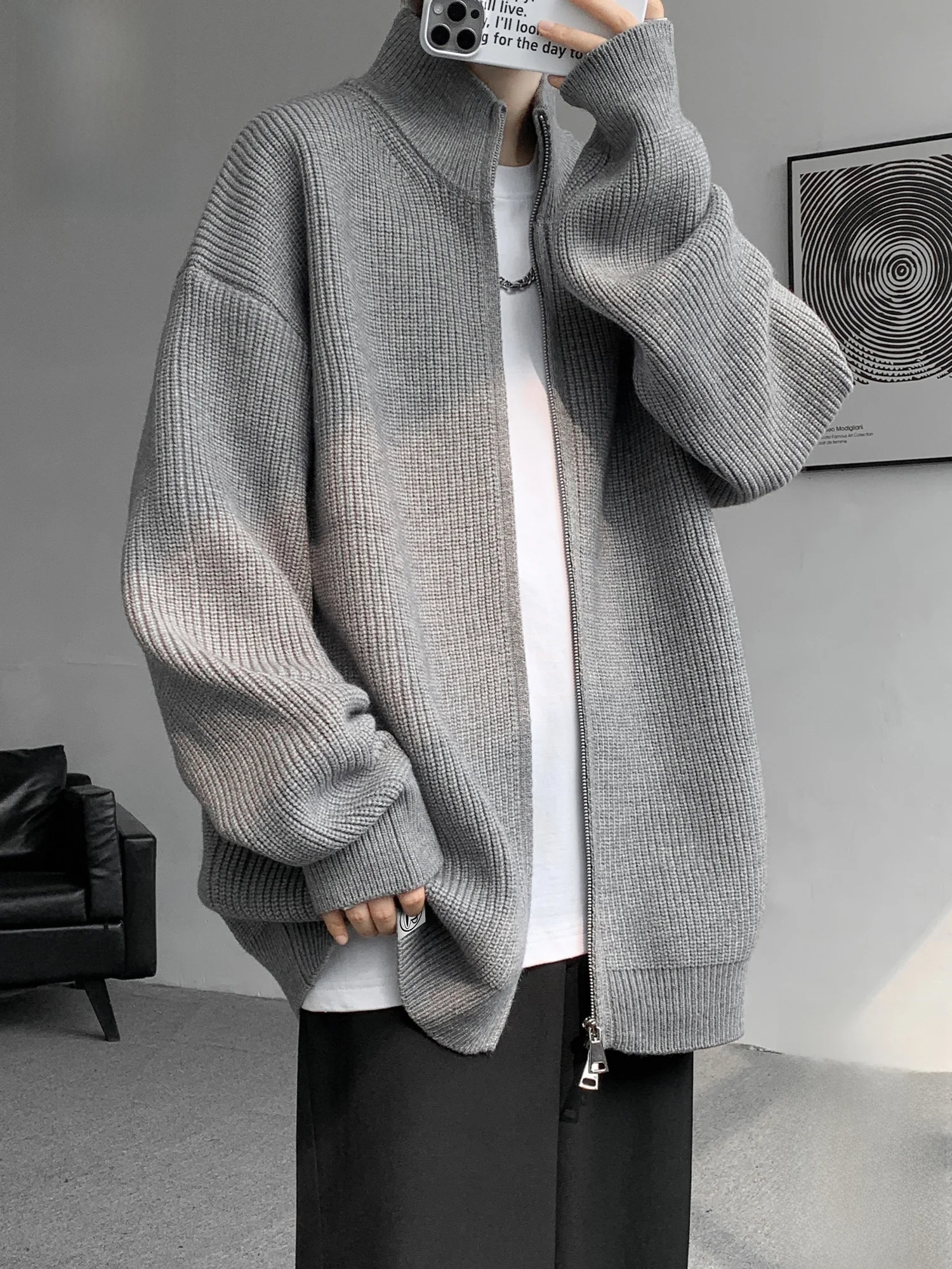 

Вязаный свитер Paul Frank с воротником-стойкой, повседневный, свободный, весенний, новый, теплый, для пар, открытый кардиган, модный городской стиль