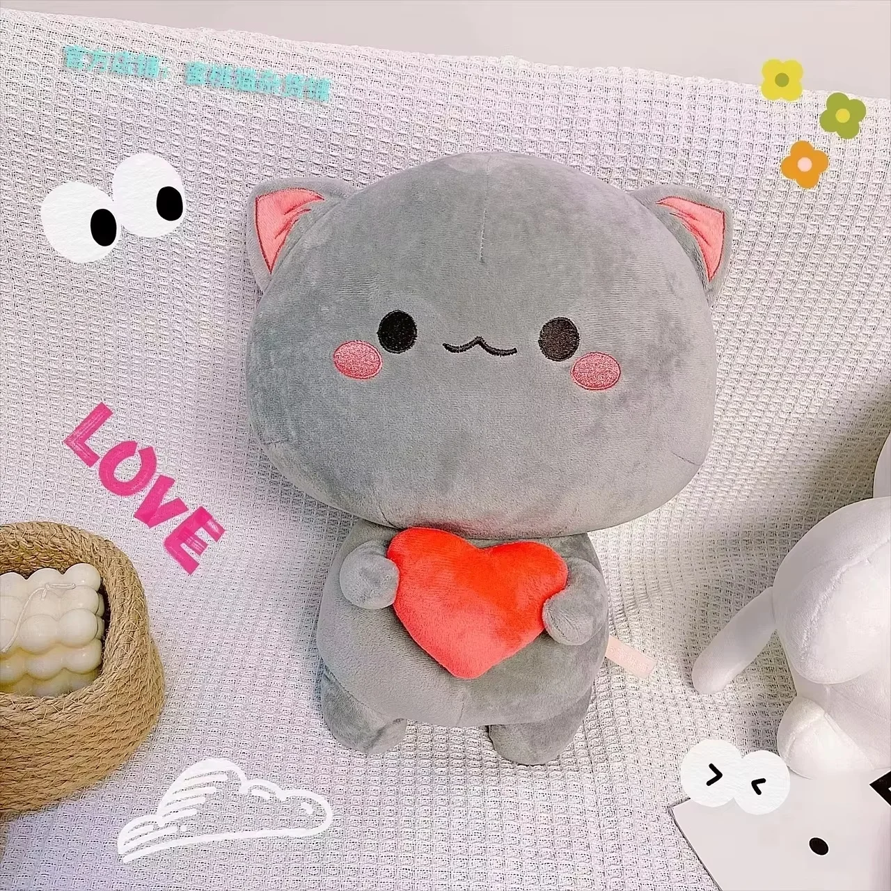 Cute Cartoon Peach Cat Plush Doll With 3d Expression Pack A Cute Cat Pillow For Hugging A 3d Pillow For Anime A Toy A  Gift