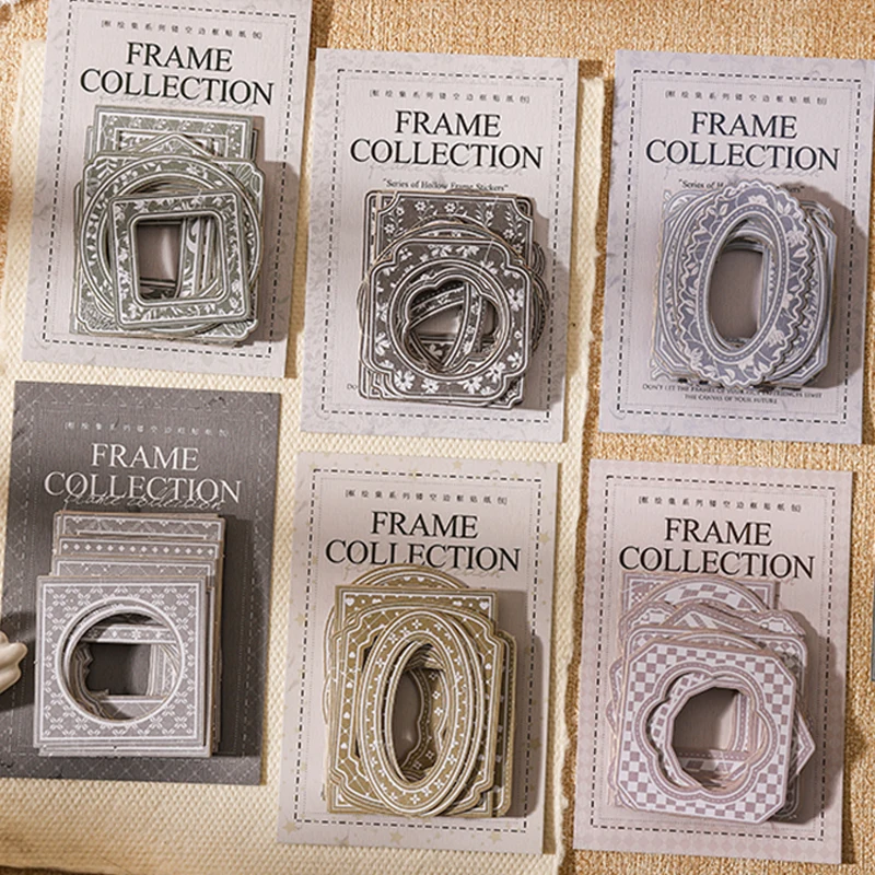 Mr.Paper 20Pcs/Bag Frame Collection Series Hollow Border Sticker Vintage Lace Frame for DIY Journal Scrapbook Card Making Dairy