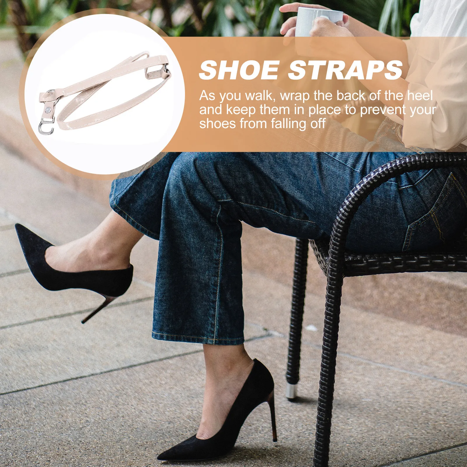 1Pair Iron PU High-Heel Shoe Straps Anti-Slip Anti-Loose Fixing Bundle for Loose Pumps Women Elastic Triangle Laces