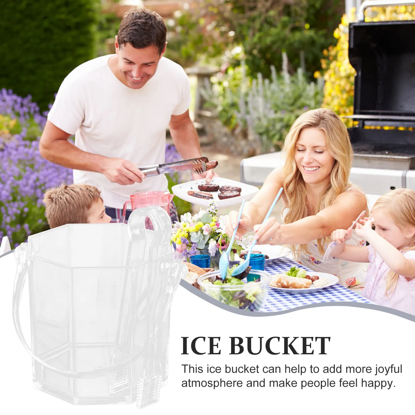 

Portable Ice Bucket 2 Pieces Set Crystal Acrylic Round Beer Tub Outdoor Camping Hiking Drink Cooler Bucket Durable Firm