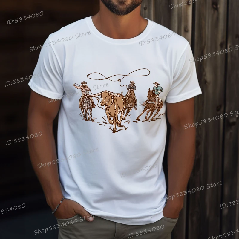 90s Vintage Cowboy T-Shirts Tops Retro Rodeo Outfit Gifts Tie-Dye Fashion Summer Clothes Wild West Cowboy Short Sleeve T-shirt