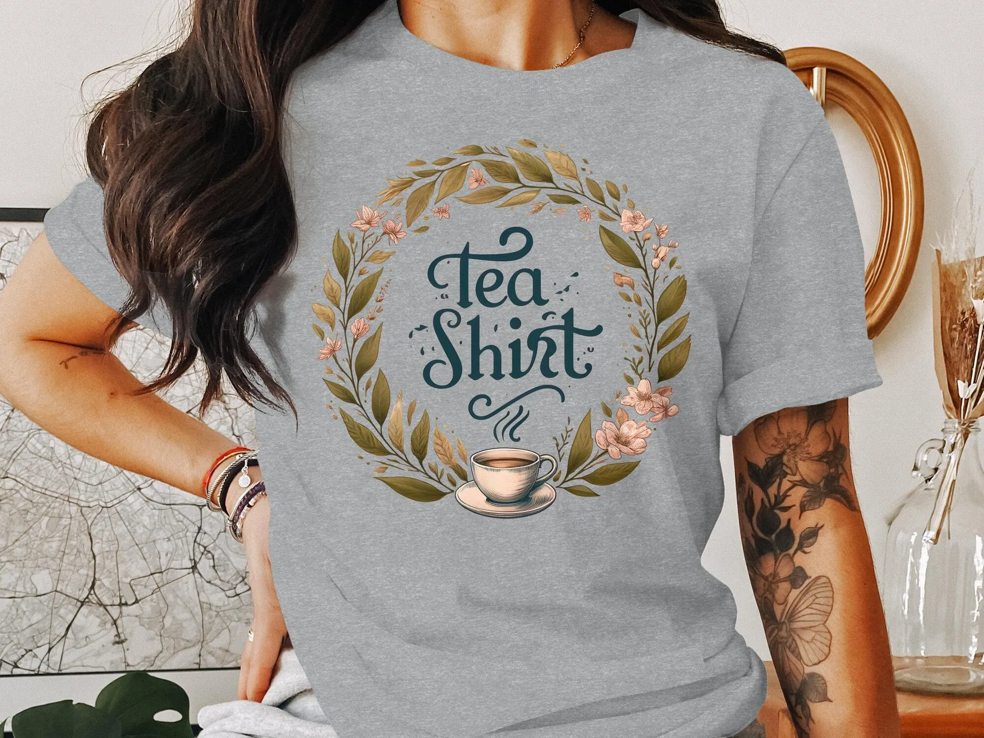 Tea T Shirt For Lovers Herbal Enthusiast Cozy Time Lover Floral Party Casual Drinker Top