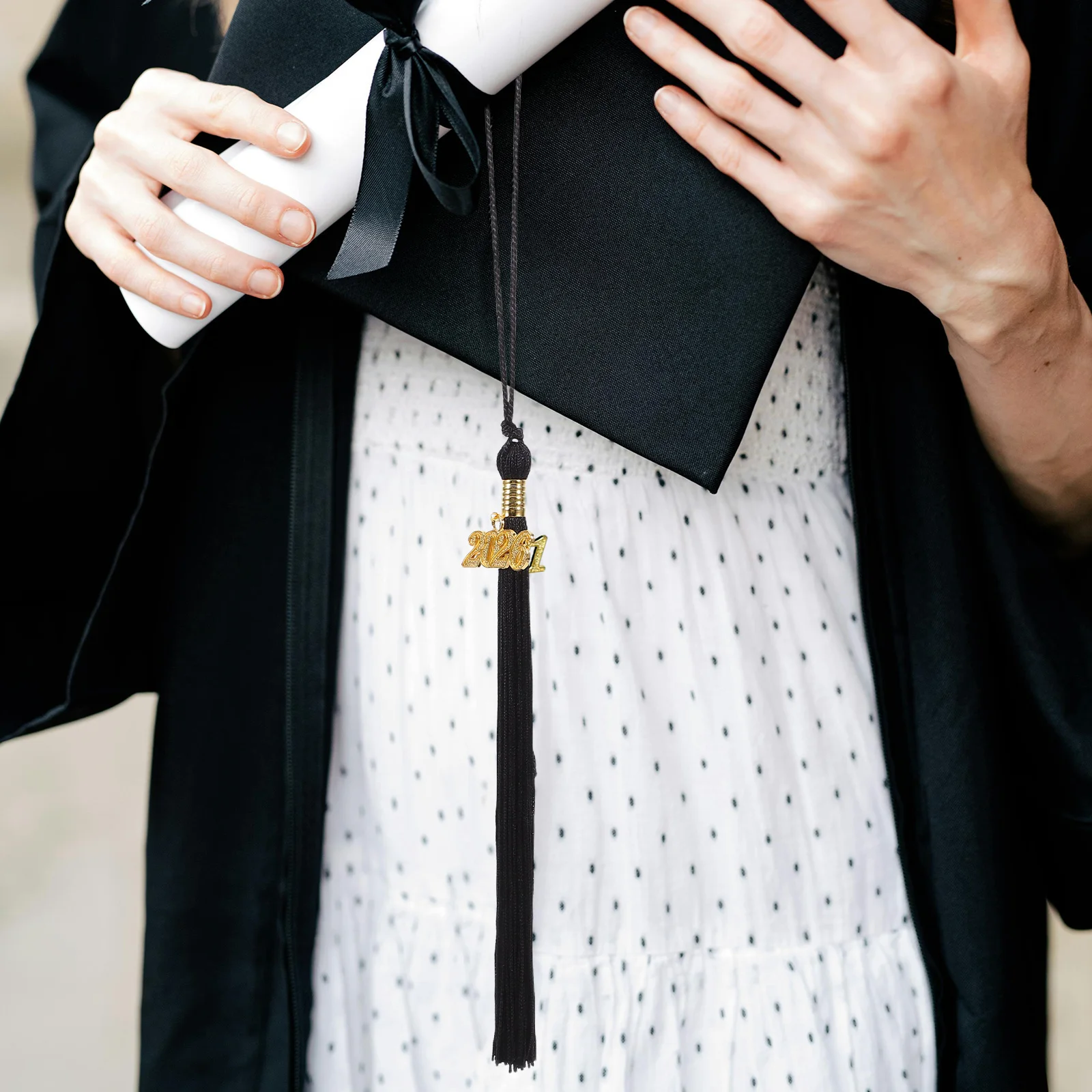 10 pçs boné de formatura borla decorações 2026 pingente comemorativo elegante chapéu acadêmico borlas para o ensino médio faculdade
