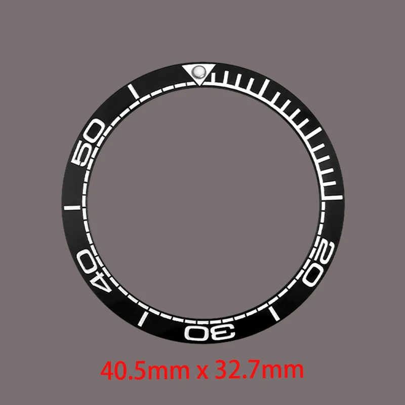 40.5mmx32.7mm Curved Ceramic Bezel Insert Ring Fits For Black King Samurai SRPE Case NH35 NH36 Watch Case Bezel Ring Parts