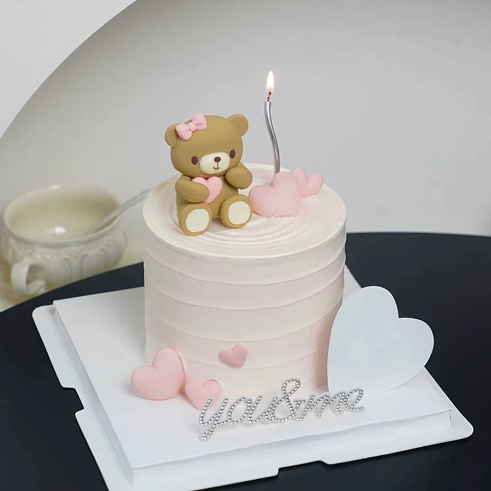 Niedliche Kleine Bären Tortendekoration Geburtstagsparty Blau Rosa Bären-Toppers Babyparty Tortendeko Zubehör – Detail 3