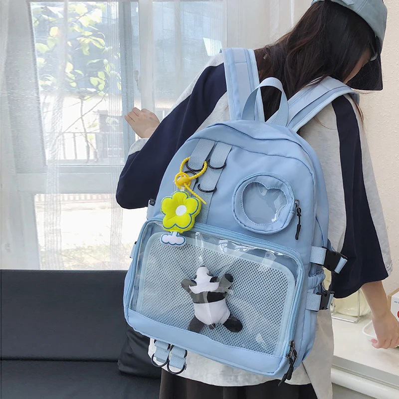 

Girl Aesthetic Backpack Kawaii School Bag Middle High School Student Youth School Backpack Book Bag Waterproof Nylon Back Bag