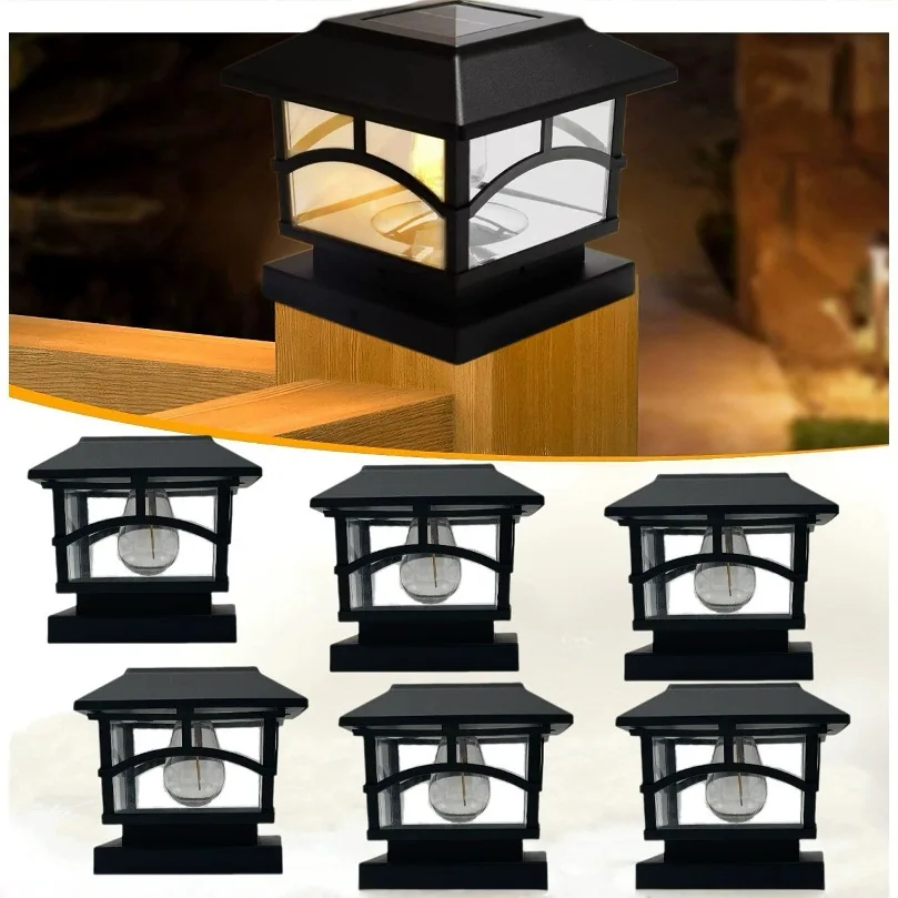 

Solar Post Cap Lights, Outdoor Panel Lamp for Fence Deck, Garden Patio Posts, Waterproof Plywood LED Light, 4x4, 5x5, 6x6