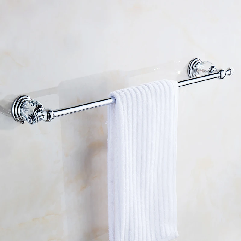 Portasciugamani da bagno singolo da 60cm portasciugamani portasciugamani in acciaio inossidabile massiccio con decorazione in cristallo cromato accessori per il bagno