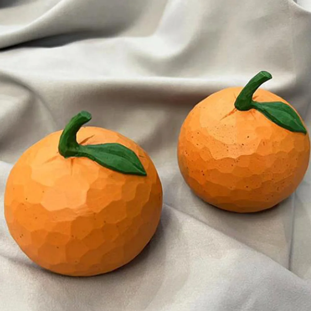 

Mini Simulation Orange Wood Ornament Small Decorative Art Carving for Home Desktop Decoration Creative Table Adornment Lifelike