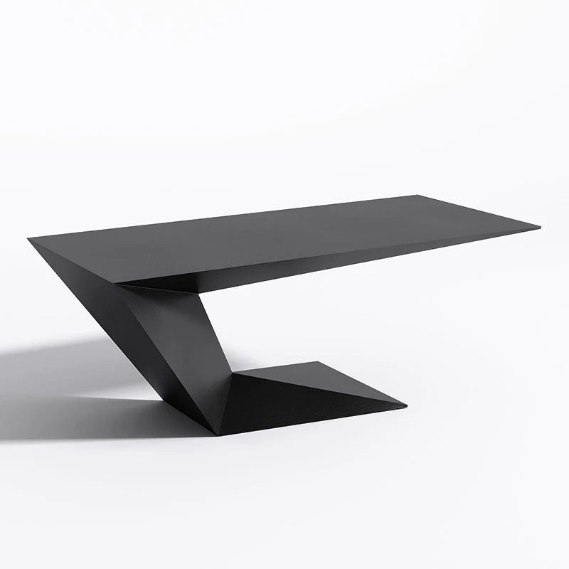 

Simple modern Italian minimalist study designer desk high-end wood grain creative special-shaped desk computer desk