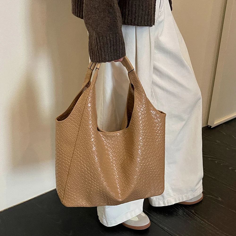 Hobo-Schultertasche, gewebte Textur, großes Fassungsvermögen, mit Magnetverschluss, elegant für den täglichen Arbeitsweg und zum Einkaufen in der Stadt – Detail 12