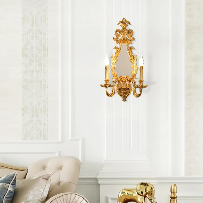 European Style Bedroom Mirror Decorative Wall Lights French Style Living Room Unique Brass Wall Lamp