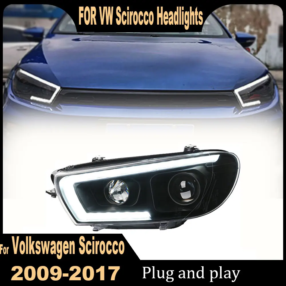 

2Pcs Car Headlights For Volkswagen Scirocco 2009-2017 LED Car Lamps Daytime Running Lights Dynamic Turn Signals Car Accessories