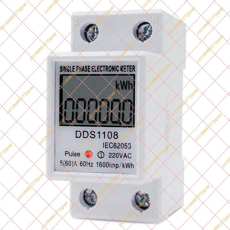 Single Phase Din Rail LCD Digital Energy Meter, 230V AC 50Hz 60A kWh Power Consumption Wattmeter