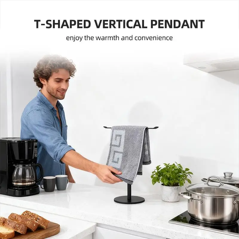 

Stainless Steel Freestanding T-Shaped Towel Bar - Bathroom Countertop Hand Towel Holder - Kitchen Towel Rack