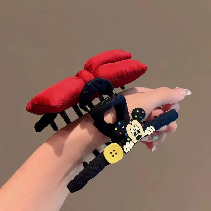 Disney mickey menina novo doce bonito criativo padrão dos desenhos animados botão arco volta zero clipe elegante versátil acessório de cabelo