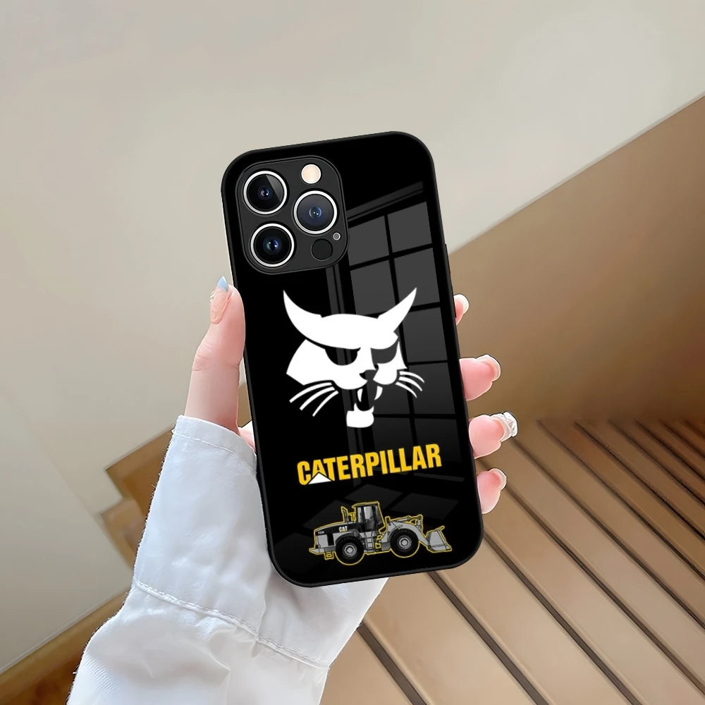 C-CaterpillarES Dozer Logo Phone Case Tempered Glass For iPhone 13 15 14 12 11 Pro Max Plus Mini X XR XS 8 7 6s SE2020 Coque