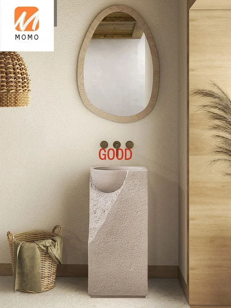 Раковина на пьедестале, напольная интегрированная художественная раковина, каменная креативная раковина для мытья