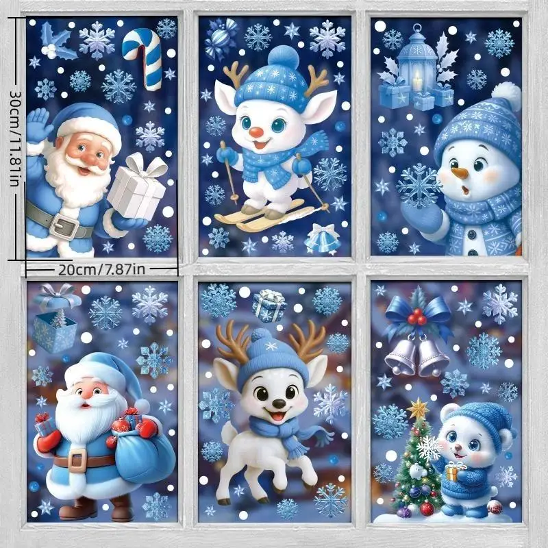 6 Pcs Christmas Window Stickers: Wall Decals Kids Room Merry Home New Year