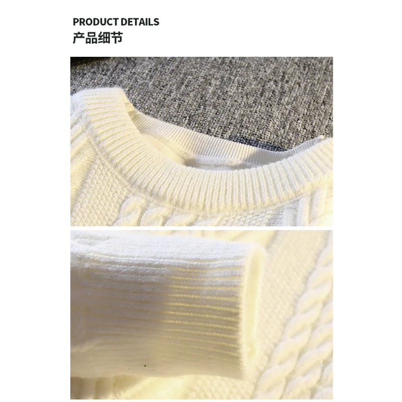 Solid Color Long-sleeved Pullover Sweater Round Neck Men's Fashionable Casual Top