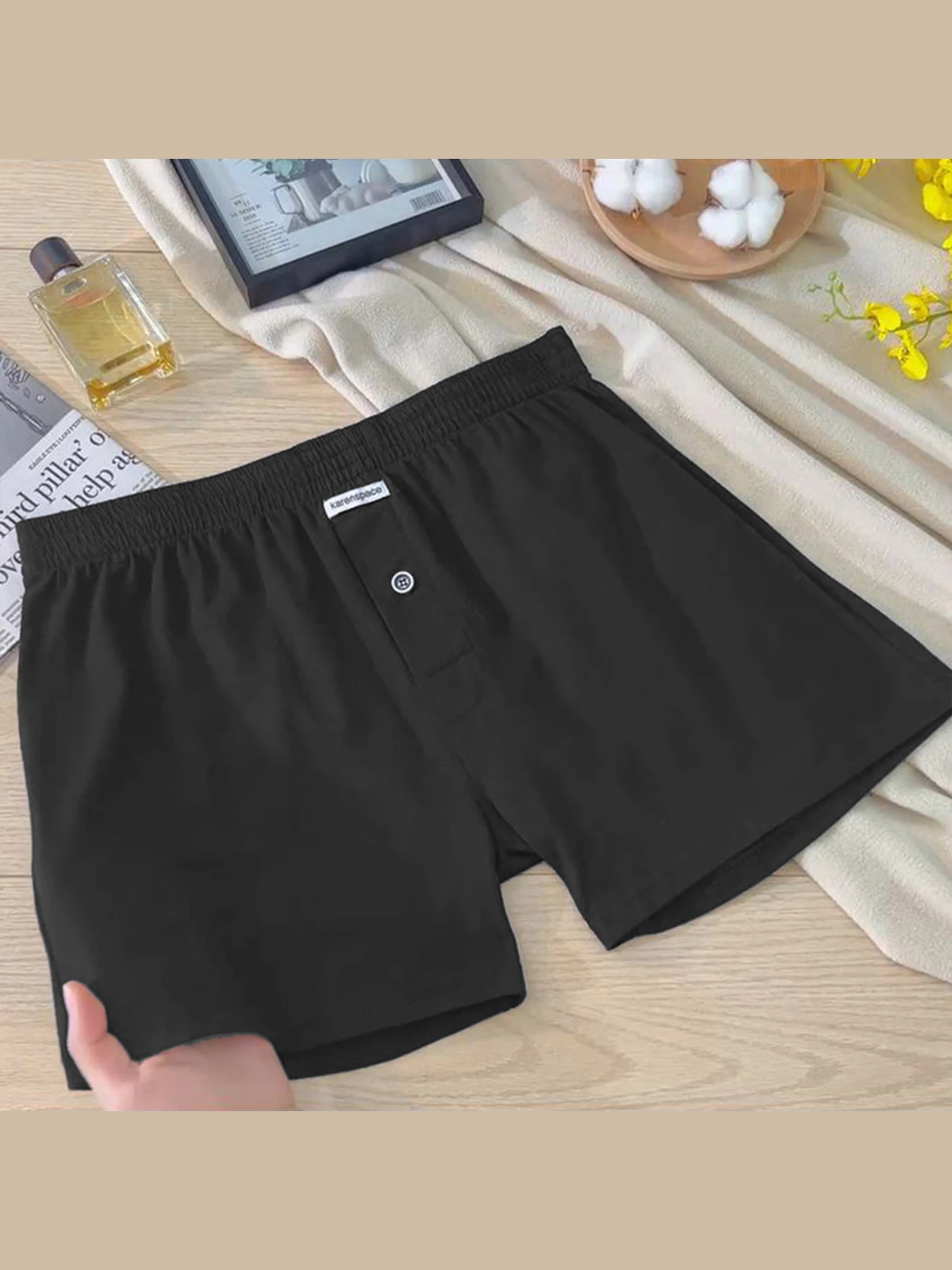 

Men's Cotton Underwear Boxer Shorts Casual Elastic Waistband Button Man Boxer Underpants Large Size Comfortable Shorts For Home