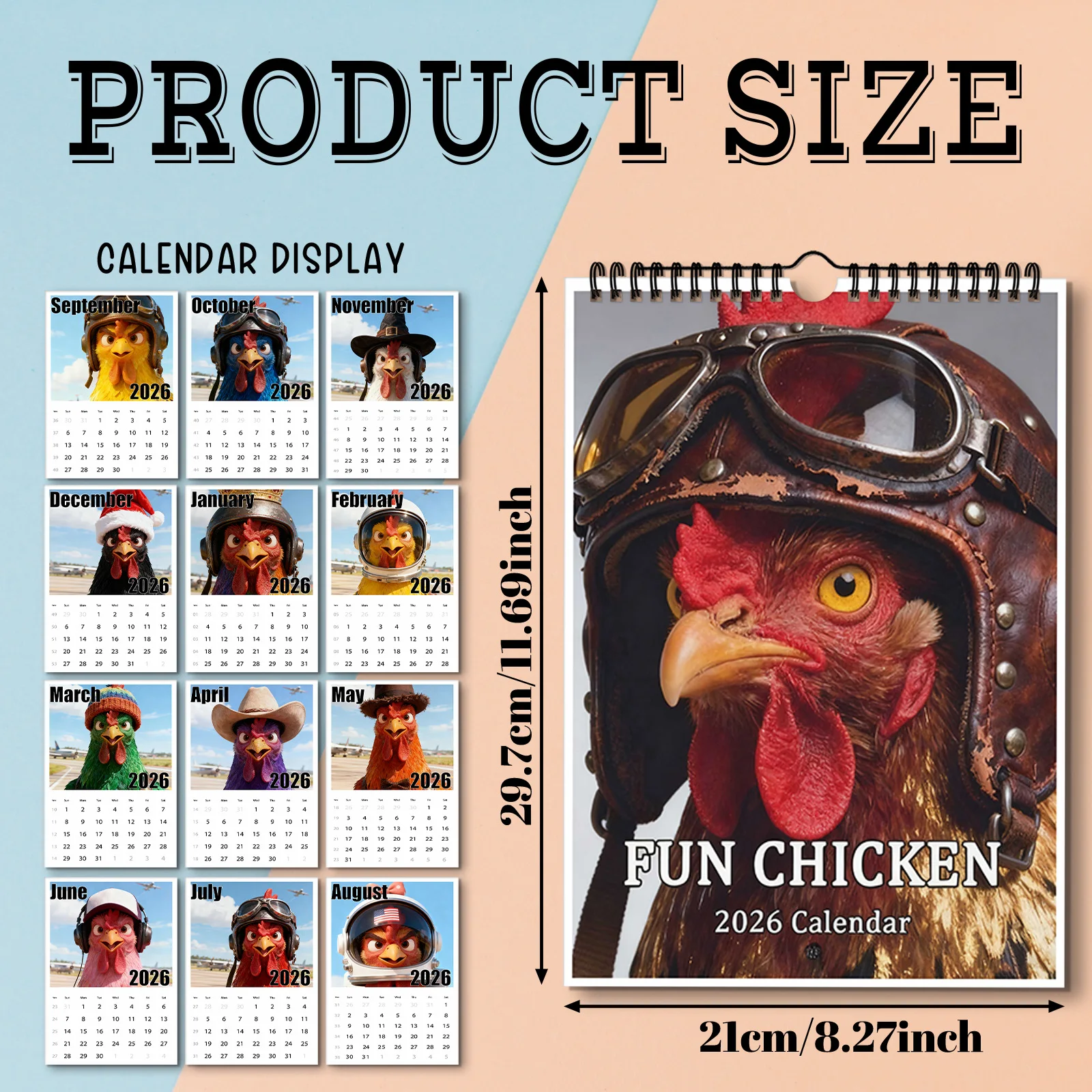1 шт. 2026 настенный календарь на тему петуха, химерный и креативный подвесной календарь для любителей искусства и любителей юморов