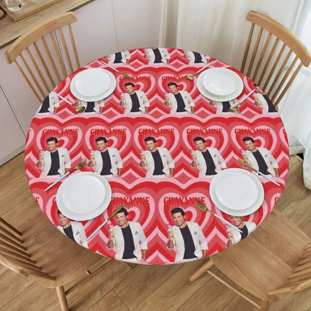 Chayanne Chiquito Meme Music Singer Waterproof Round Tablecloth Oilproof Table Cloth for Kitchen Events Dining Table Cover
