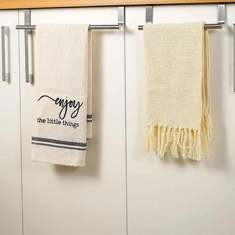 Stainless Steel Towels Rack for Bathroom Kitchen Cabinet Door Hanging Organizer Shelf Wall Mounted Towels Bar