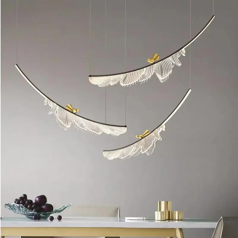 2025 Modern Design LED Chandelier Copper Finish Acrylic Pendant Lamp For Living Dining Room Bar Indoor Home Decor Lighting Lumin