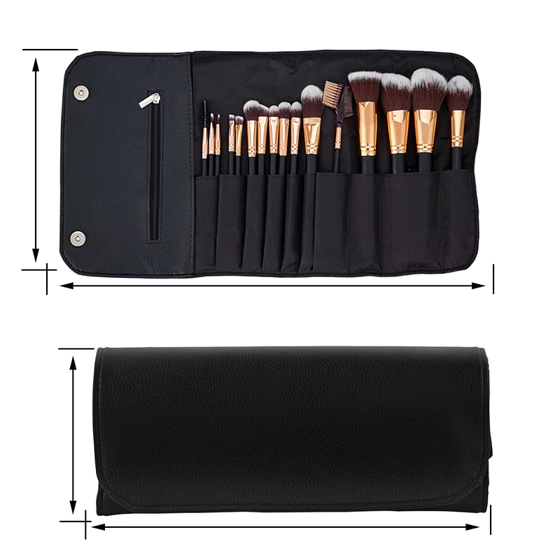 16PCS 전문가용 메이크업 브러쉬 세트 - 아이섀도우 및 파운데이션용 부드럽고 풍성한 브러쉬 프리미엄 가죽 케이스 고급 텍스처 화장품