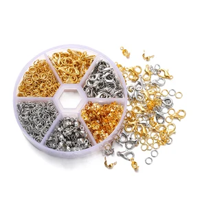 مجموعات صنع المجوهرات المصنوعة يدويا ، قفل جراد البحر ، خواتم القفز المفتوحة ، تجعيد النهاية ، صندوق الخرز ، سوار DIY ، نتائج القلادة ، 210-400 قطعة 6 مجموعة مبيعات رئيسية لصنع سوار - رقم 1